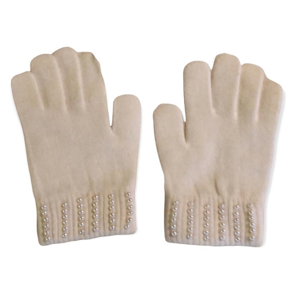 Ladies Short Winter Gloves Acrylic Faux Pearls